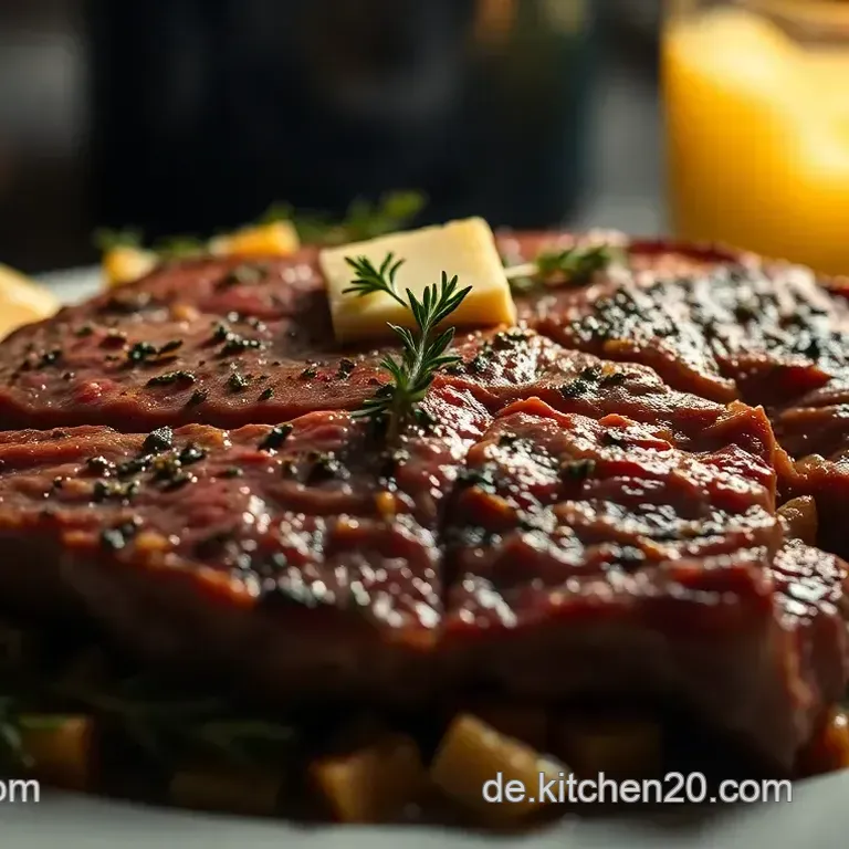 Zartes Kammsteak mit Kr&auml;uterbutter und Ofengem&uuml;se