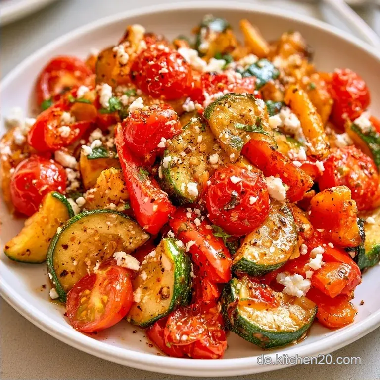 Zucchini Paprika Pfanne mit Feta