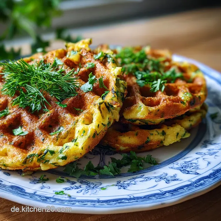 Herzhafte Zucchini Waffeln mit Kr&auml;utern Low Carb Proteinreich