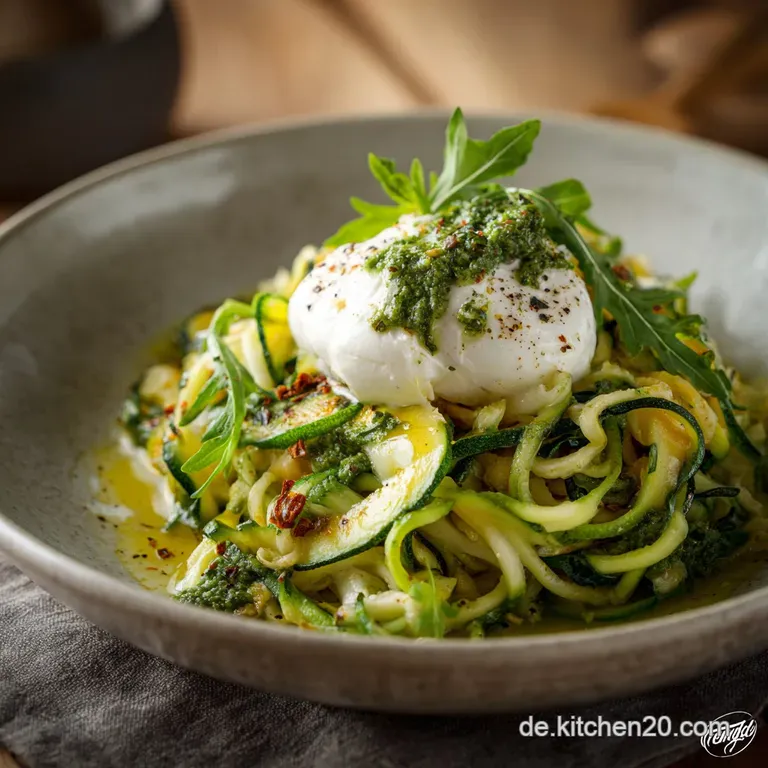 Zucchininudeln mit Rucolapesto und Burrata Das leichteste Low Carb Veggie Abendessen